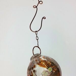 Art Glass Hand Crafted Mouth Blown Witch Ball 6” Copper Colored With Hanger